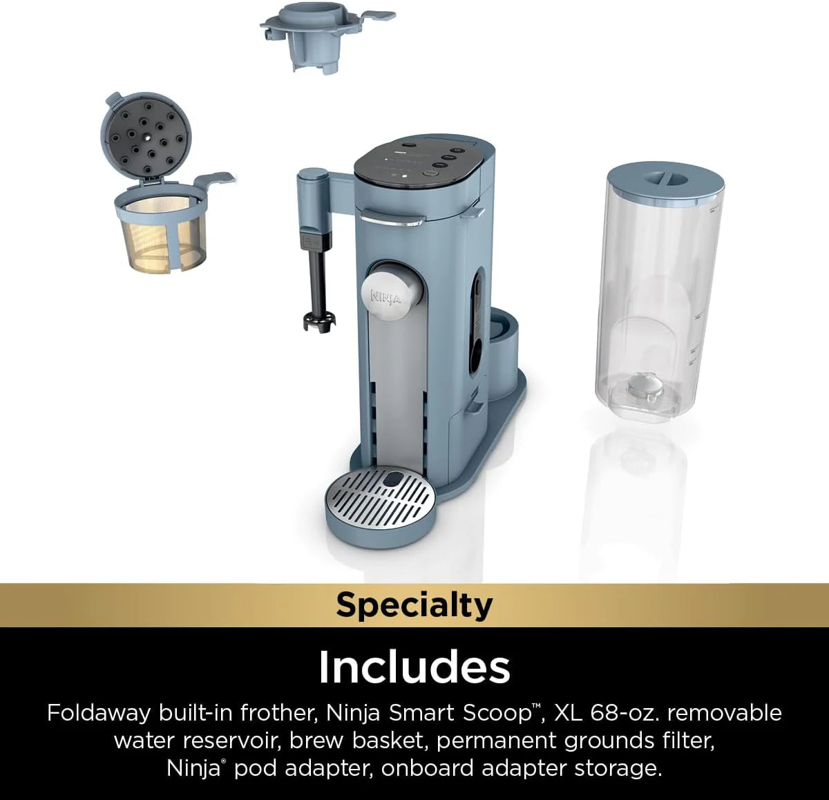 Ninja Pods & Grounds Single-Serve Coffee Maker, 56-oz. Reservoir, Stone - PB041ST