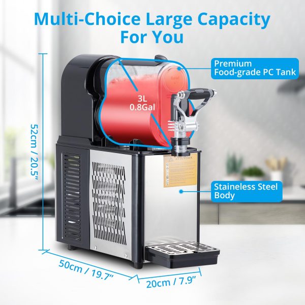 Commercial Slushie Machine 3L Stainless Steel Self-Cleaning Slushy Maker
