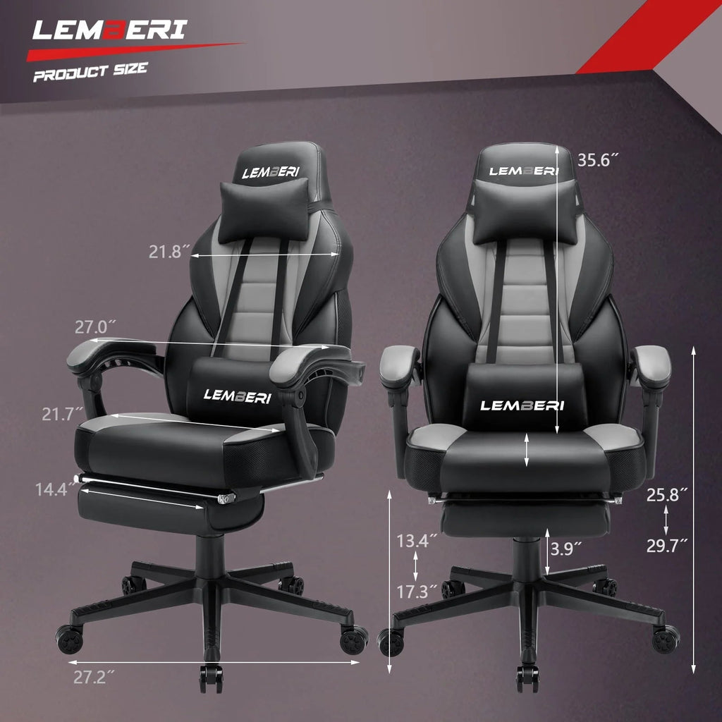 Waleaf Gaming Chair With Lumbar Massage And Footrest