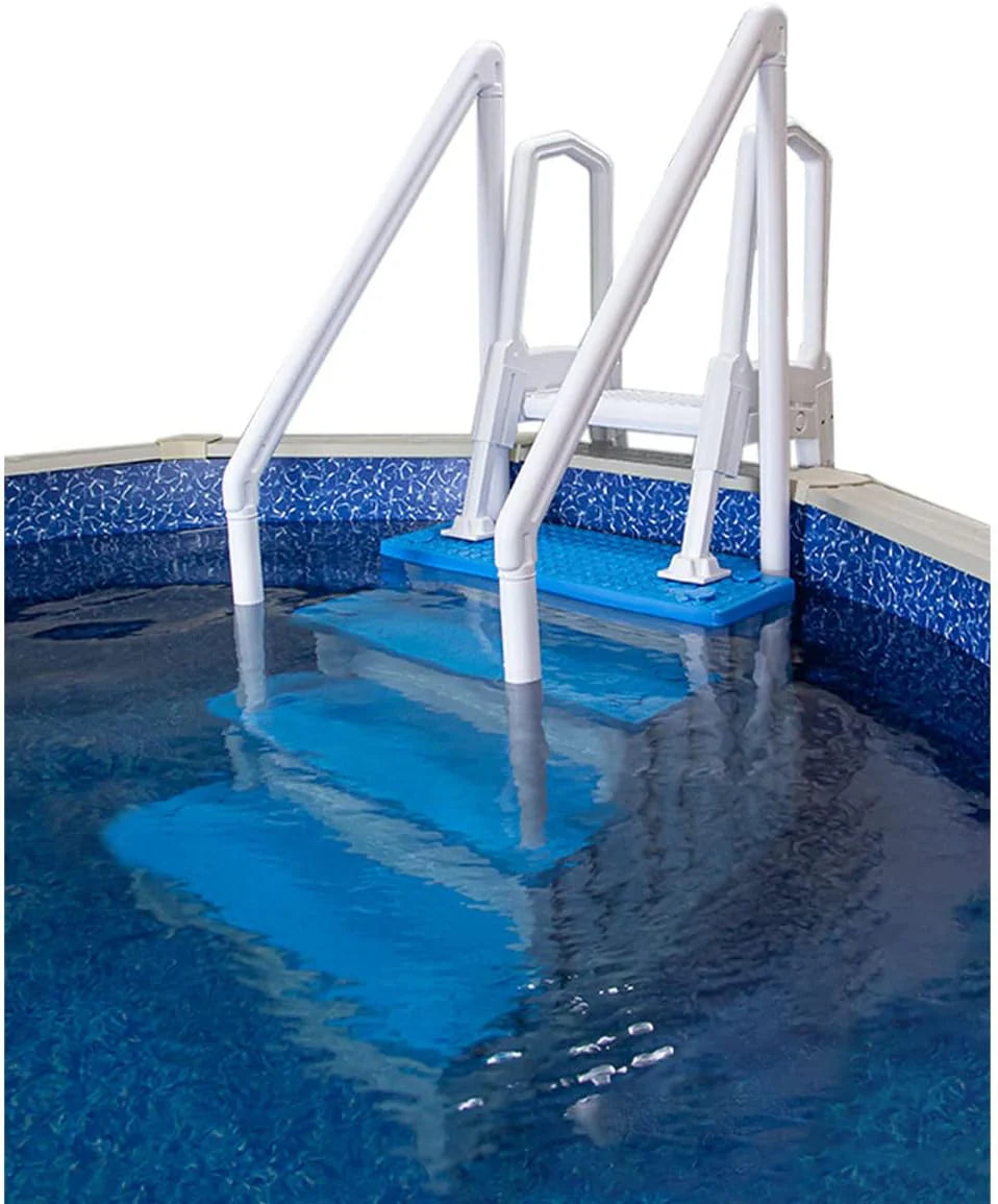 Aqua Select Anti-Slip In-Pool Steps, Gray, 28in W x 81in H, 300 lbs Capacity - For Above Ground Pools