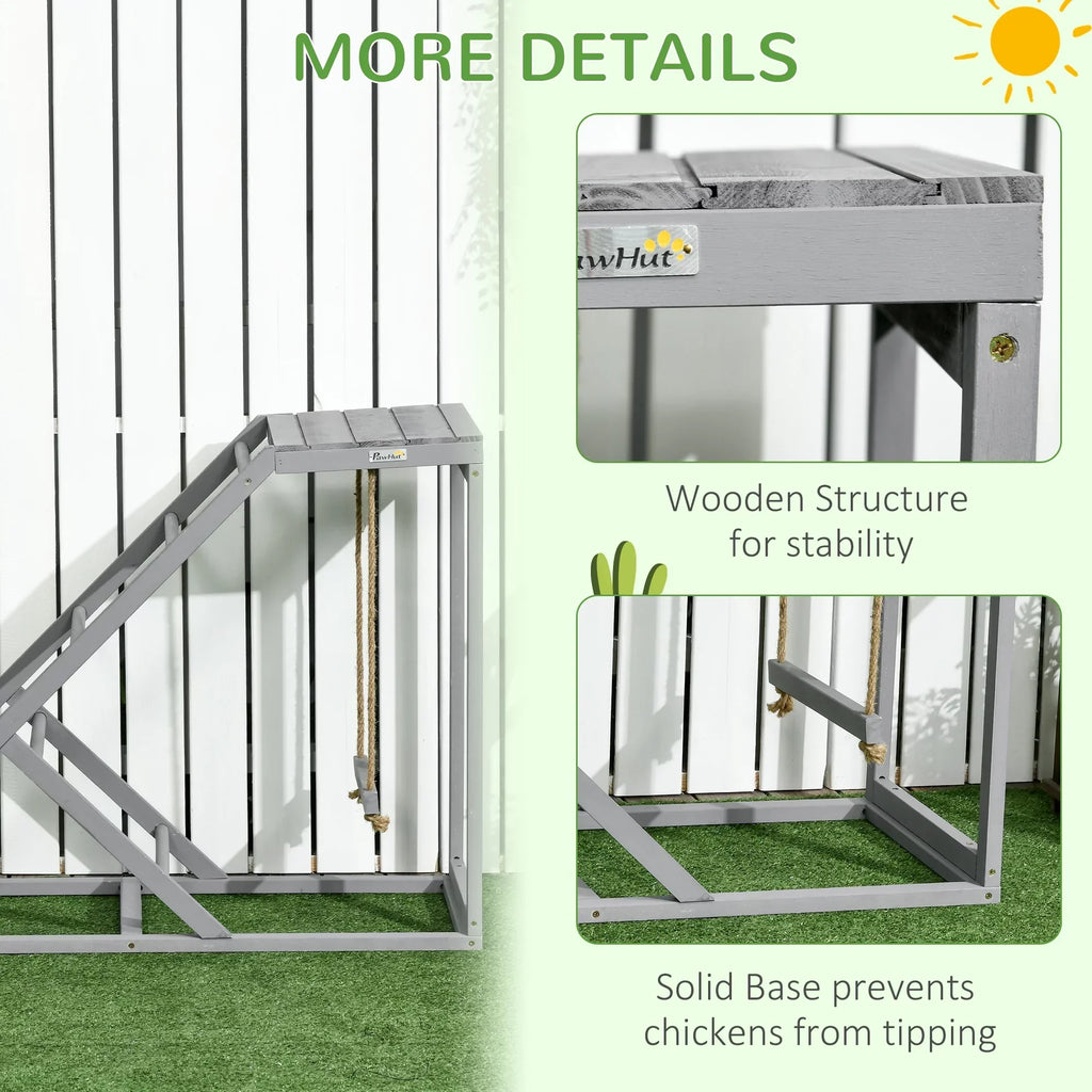 PawHut Chicken Activity Play Center With Swing, Perches And Platform, Pastel Gray - D51-350V00GY