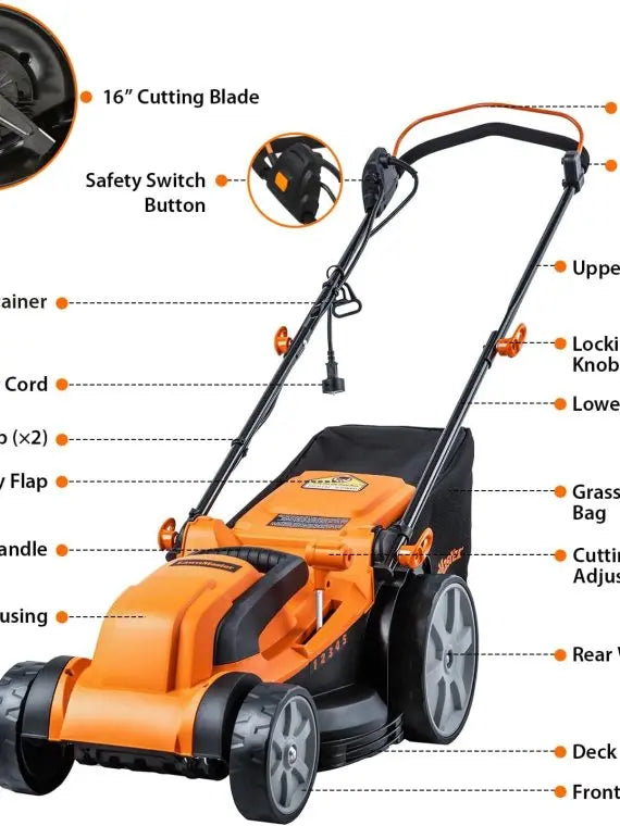 MEB Electric Lawn Mower, 16-Inch 12AMP - MEB1216K