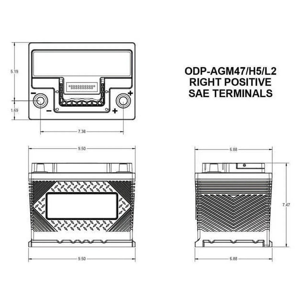 Odyssey Automotive Battery 12 Volt H5 L2 - ODP-AGM47
