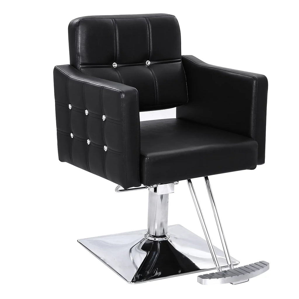 OmySalon Hydraulic Barber Chair, Black - 19.3 Inch Wide, 330Lbs Capacity