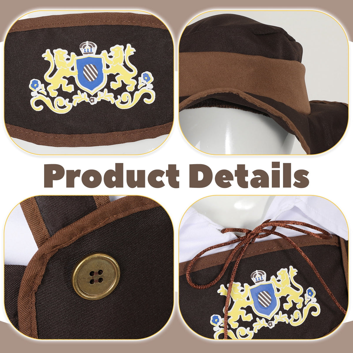 4 Piece Boys Oktoberfest Bavarian Costume Lederhosen Outfit with Hat & Beer Balloon for Traditional Halloween Party Cosplay