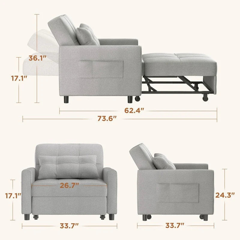 3-in-1 Adjustable Pull-Out Sleeper Sofa Bed With 330 Pounds Capacity