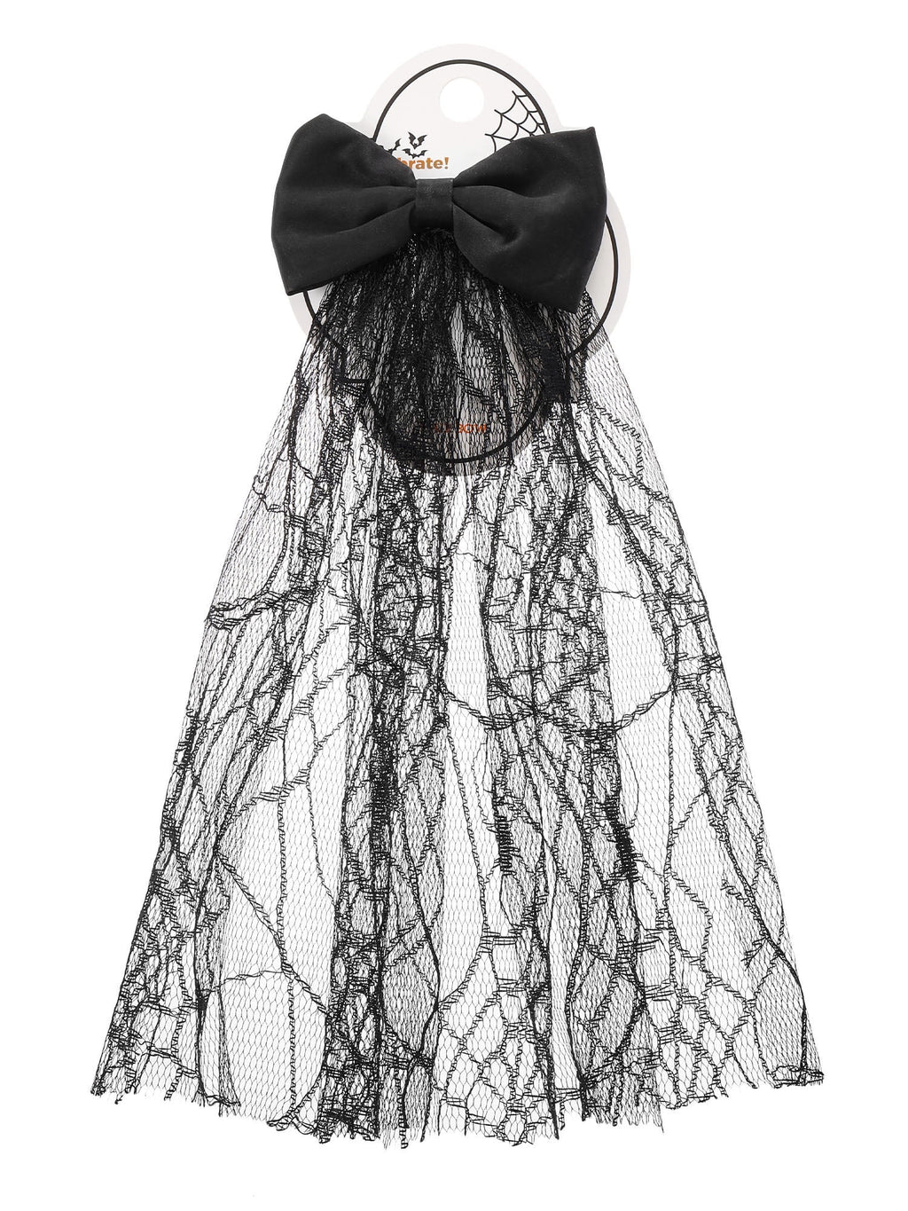 Way to Celebrate Halloween Spiderweb Lace Hair Bow, Black, 1 Piece, Alligator Hair Clip