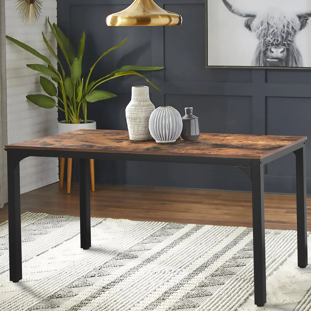 VEIKOUS 47in Industrial Dining Table Desk With Adjustable Footpad And Metal Frame