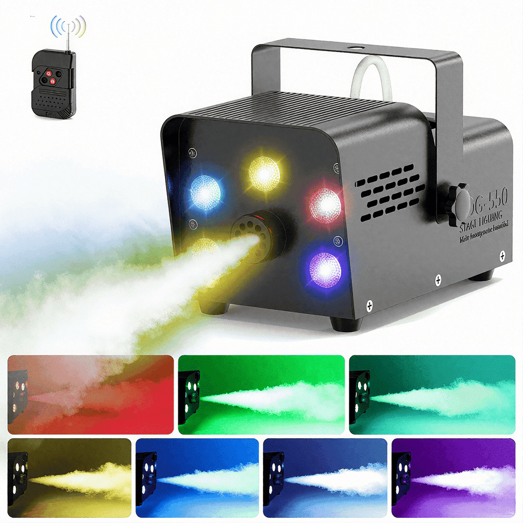 Wondnuga Halloween Fog Machine Smoke Machine 550W 3-in-one RGB Light Beads Smoke Machine Remote Control for Halloween Party Wedding