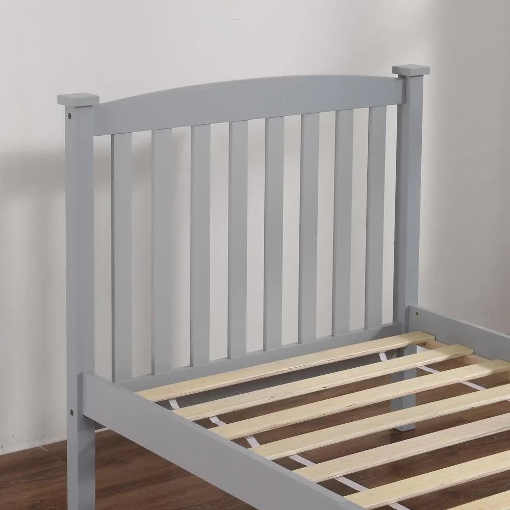 Ktaxon Wood Bed Frame With Headboard And Footboard, Gray Twin Size
