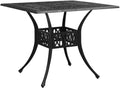 Bronze Square Cast Aluminum Patio Table With Umbrella Hole, 35.4 in x 35.4 in x 28.7 in