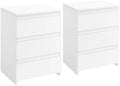 AYFDEGT 2PCS 3-Drawer White Bedside Tables - 18in L x 14in W