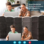 Freestanding Folding Woven Fiber Room Divider Privacy Screen - 6 Ft Tall