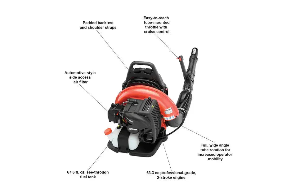 ECHO Gas 2-Stroke Cycle Backpack Leaf Blower 233 MPH 651 CFM 63.3cc - PB-755ST