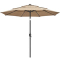 Renwick Outdoor Patio Parasol With Color-Changing LED Strip, Tan - 10 Ft