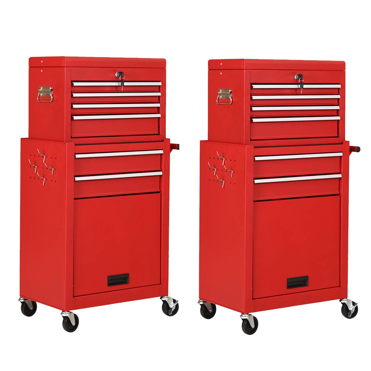 2-Piece 6-Drawer Rolling Tool Chest Toolbox Set