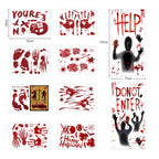 Toodour Halloween Bloody Window Clings Posters, Bloody Handprint Sticker Party Decoration for Haunted House Door Creepy School Dormitory Window