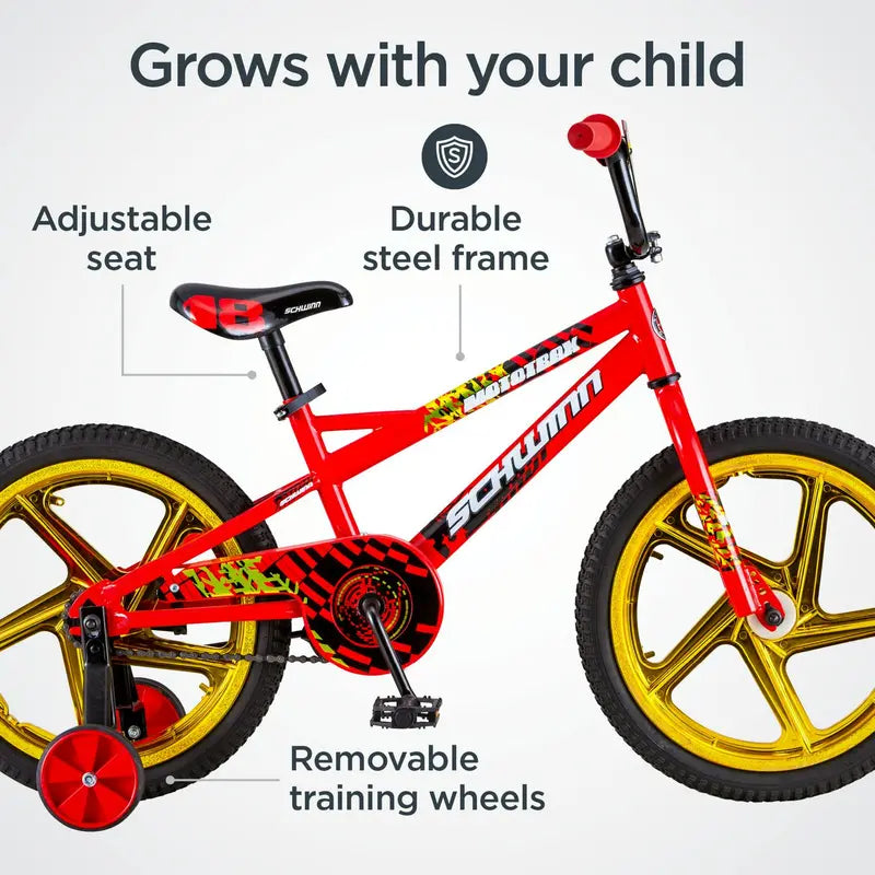 Schwinn Mototrax Boys Sidewalk Bike, 18-Inch Mag Wheels, Red, Ages 5-7, Single Speed, Coaster Brakes - S0803WMDS