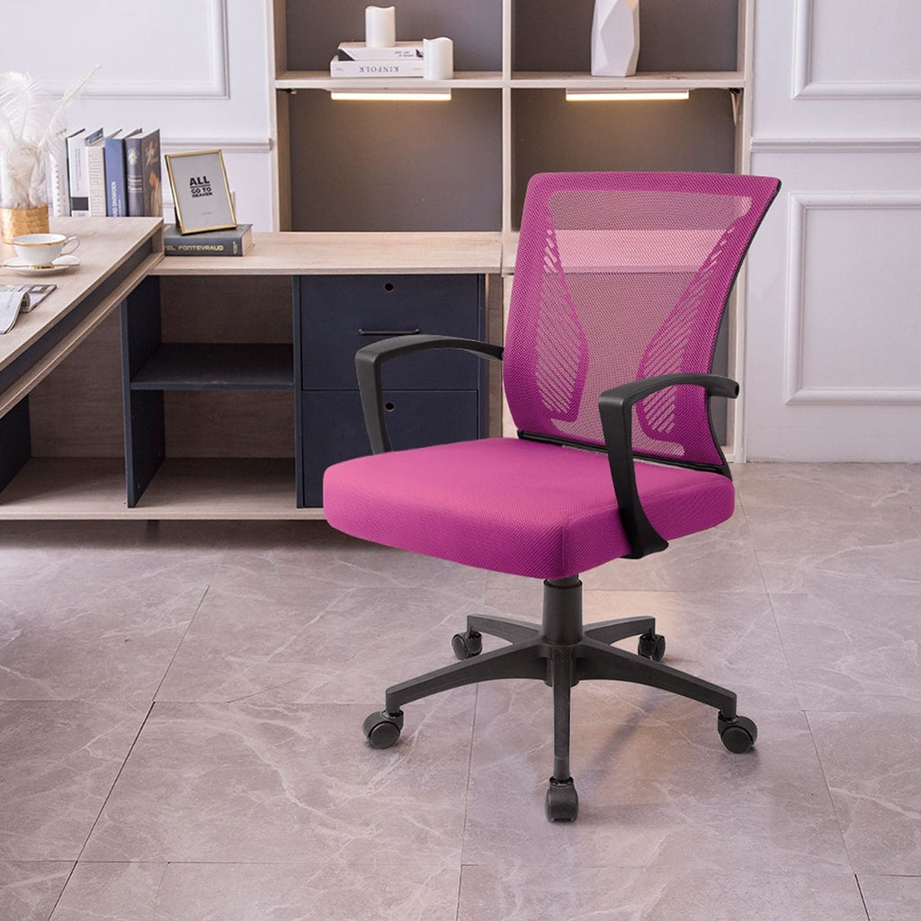 Ergonomic Mesh Mid-Back Office Chair With Adjustable Lumbar Support, 300 lbs Capacity