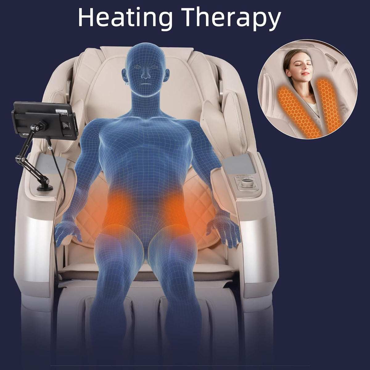 MassaMAX 4D Full Body Massage Chair With Auto Footrest, SL Track, Zero Gravity, Heating, Golden - MT339