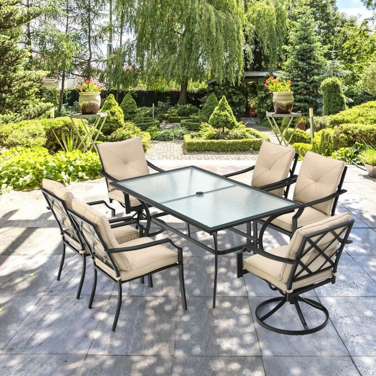 4-Piece Outdoor Dining Chair Set With Removable Cushions, Black Frame And Beige Cushions - 27 x 24 x 35 in
