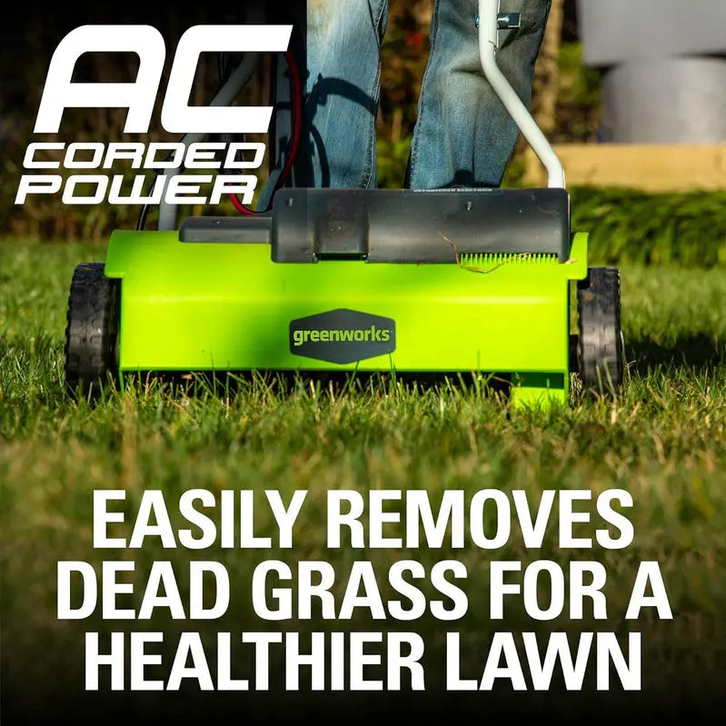 Greenworks 13-Amp 14-Inch Corded Lawn Dethatcher - Electric Yard Maintenance Tool