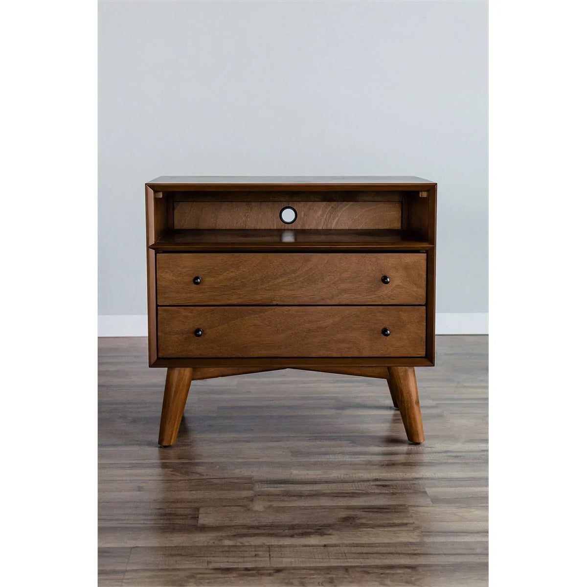 Home Square 4-Piece Set With Small TV Console, Full Wood Bed And Large Nightstand