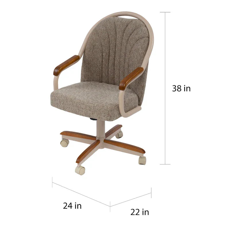 Casual Dining Cushion Swivel-and-Tilt Rolling Caster Chair, 38 Inches H x 24 Inches W x 22 Inches D