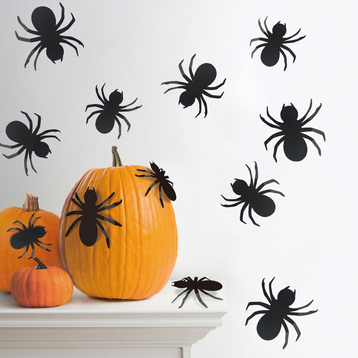 Paper Spider Wall Creatures Decoration, Black, 12 Pieces, Halloween by Way To Celebrate
