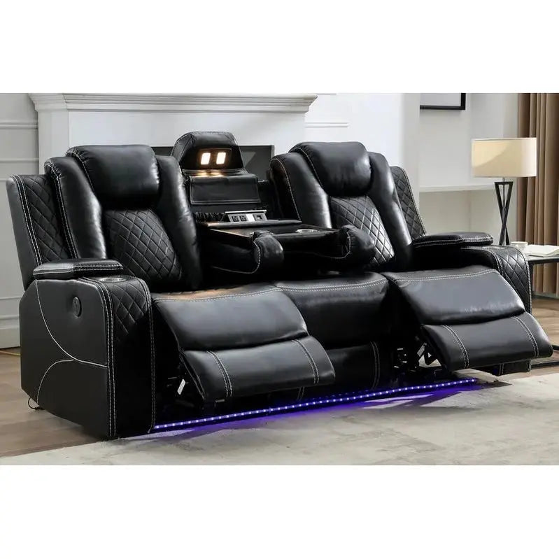 Power Reclining Sofa With Wireless Charging, Reading Light, USB/AC Ports And Cup Holders