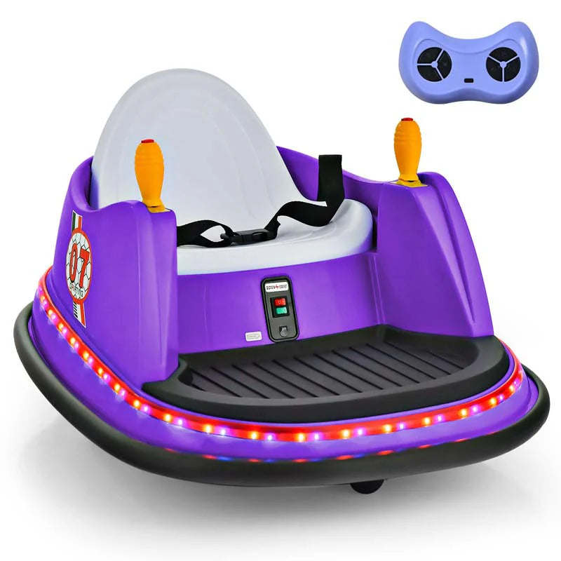 12V Toddler Battery Powered Bumper Car With Dual Joysticks And 360 Degree Spin