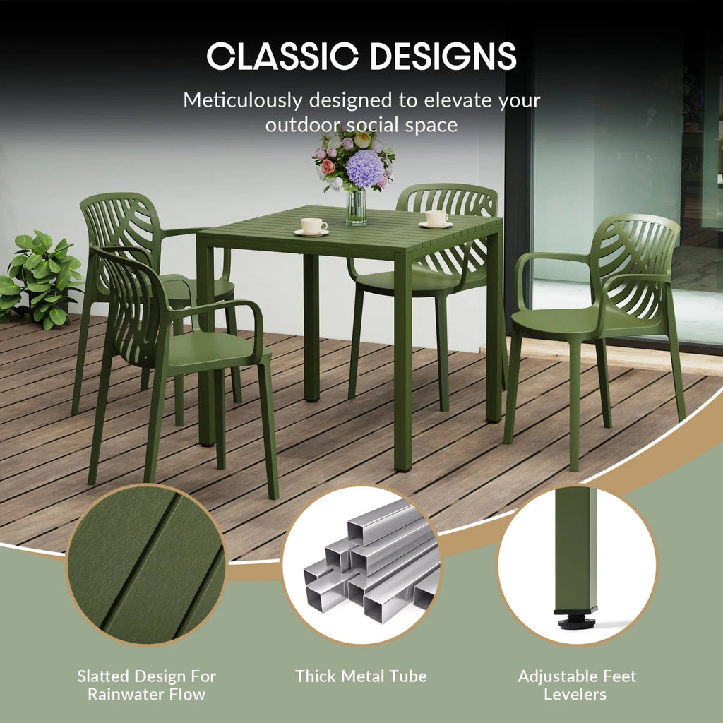 WestinTrends 5-Piece Outdoor Patio Dining Set, Olive Green - Playa