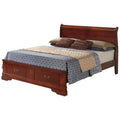 Passion Furniture Storage Sleigh Bed, Cherry, Full, 2 Drawers, 61L 84W 44H - PF-G3100D-FSB2