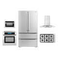5-Piece Kitchen Package - 36in Gas Cooktop, 36in Range Hood, 30in Electric Wall Oven, 24in Microwave Drawer, French Door Refrigerator
