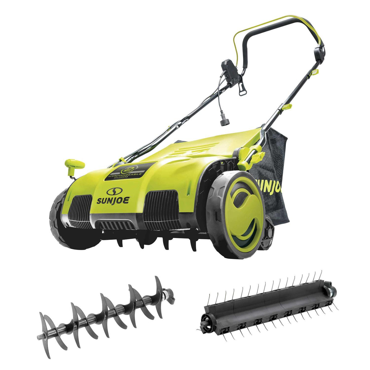 Sun Joe Electric Scarifier And Lawn Dethatcher With Collection Bag, 15-Inch