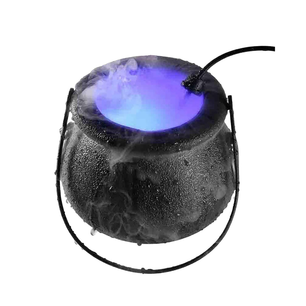 Halloween Decorations Cauldron Mister 12 LED Mist Maker Fogger Cauldron Witch Jar Atomizer Lamp Punch Bowl Candy Fire Flame Bucket Fogger Misting Cauldron Party Favors