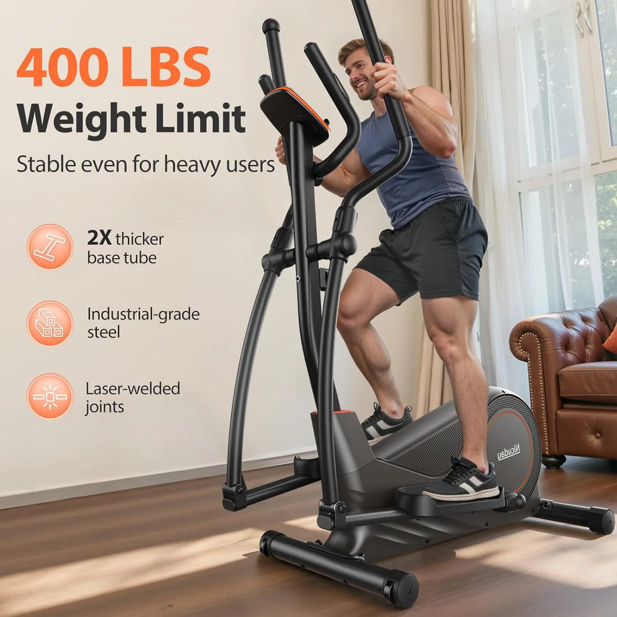 Niceday Elliptical Machine, 15.5-20IN Stride, 16 Levels, 500LB Capacity - CT11S