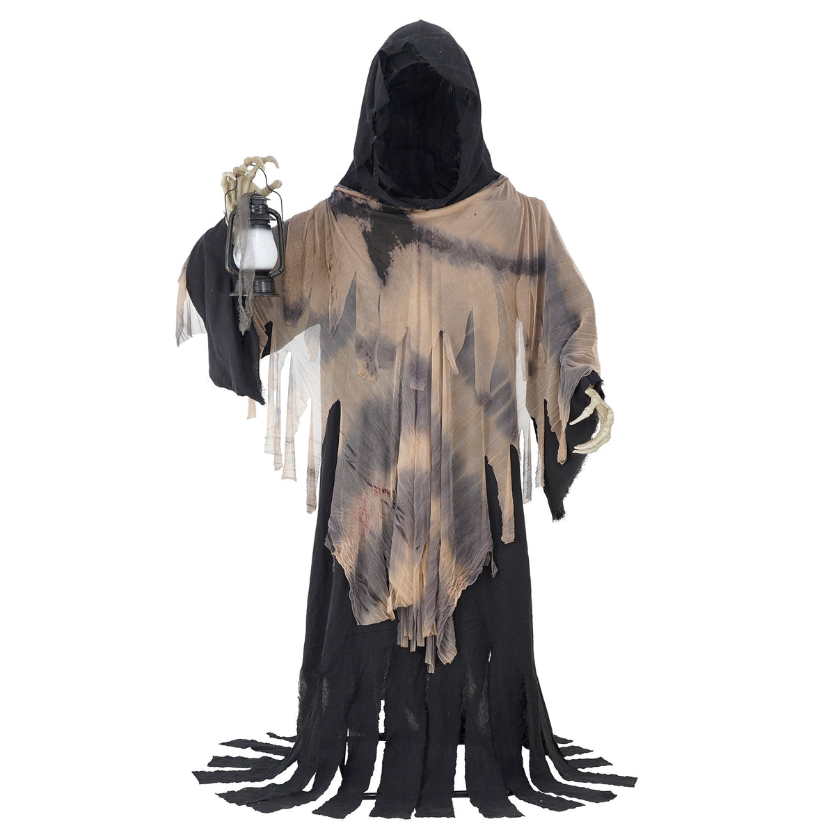 Animated Reaper with Lantern Decoration, Black and Brown, 84", Halloween by Way To Celebrate