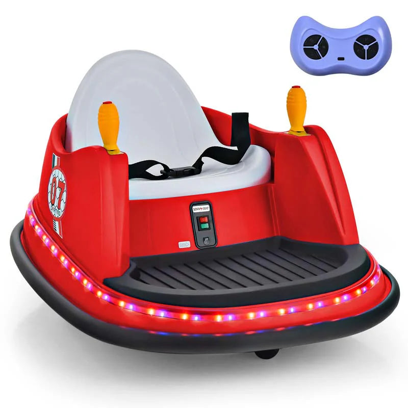 12V Toddler Battery Powered Bumper Car With Dual Joysticks And 360 Degree Spin