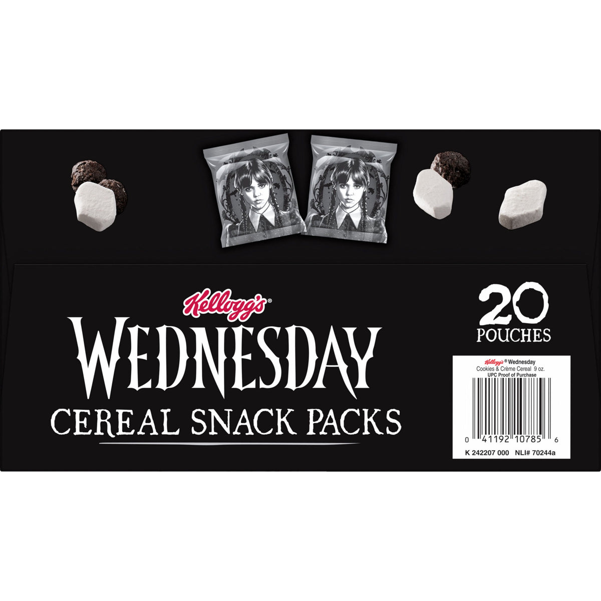 Kellogg's Cookies and Crème with Marshmallows Cereal Pouches, Whole Grain, 9 oz, 20 Count