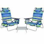 2-Pack 5-Position Outdoor Folding Backpack Beach Chairs With Side Table Set