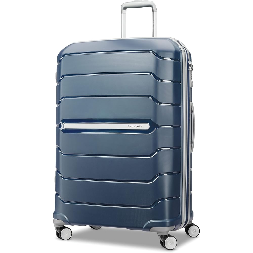 Samsonite Freeform 28-Inch Large Expandable Hardshell Spinner Checked Suitcase, Navy
