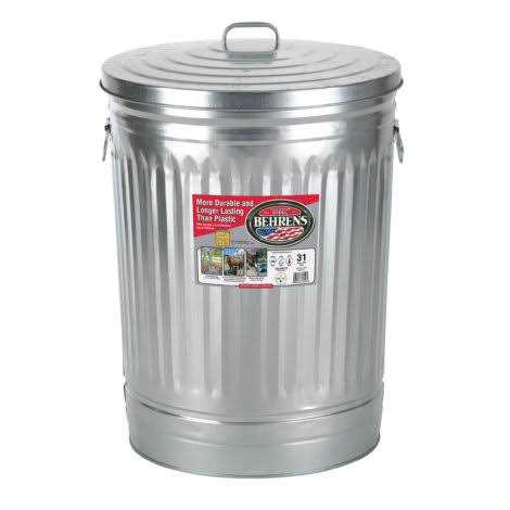 Behrens Galvanized Steel Trash Can With Lid