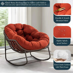 Outdoor Papasan Rocking Chair With Thick Cushion, Grey - 43.70in D x 37.20in W x 31.50in H