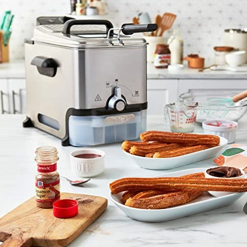 T-Fal Ultimate Steel Deep Fryer With Basket, 3.5 Liter Oil And 2.6 Pound Food Capacity - EZ Clean Pro