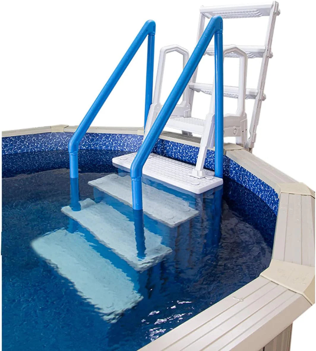 Aqua Select Anti-Slip In-Pool Steps, Gray, 28in W x 81in H, 300 lbs Capacity - For Above Ground Pools