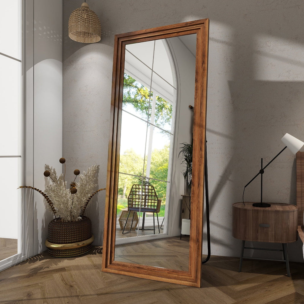 BEAUTYPEAK Full Length Floor Mirror With Stand, 64 x 21 in, Retro White