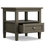 Solid Wood Rectangle End Table With Drawer And Shelf, 18.1in D x 20in W x 19.5in H - Norfolk