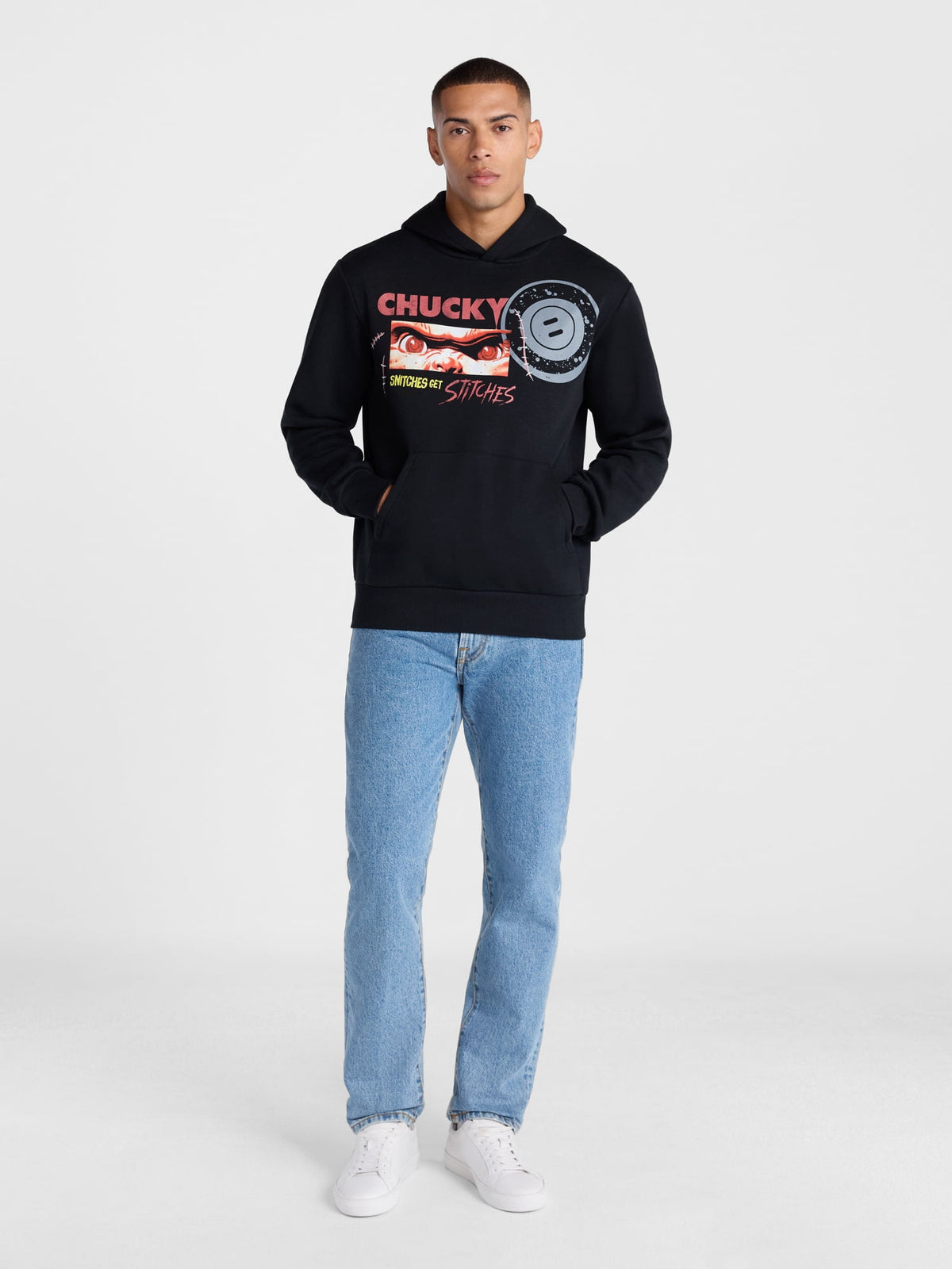 Chucky Men's and Big Men’s Snitches Get Stitches Graphic Hoodie Sweatshirt, Sizes XS-5XL