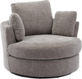 42in W Swivel Barrel Chair, Chenille Fabric, Grey